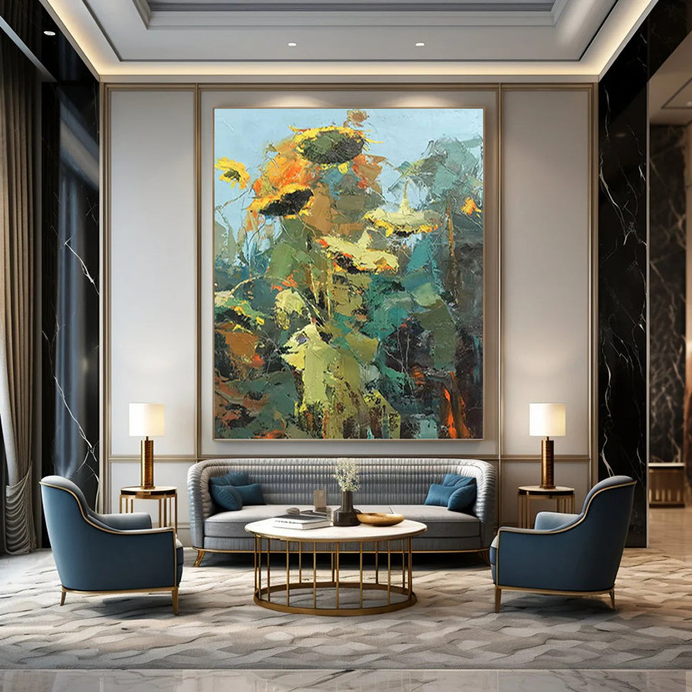 “Impressionistic Sunflowers” - Colorful Impasto Floral Painting DKH1045