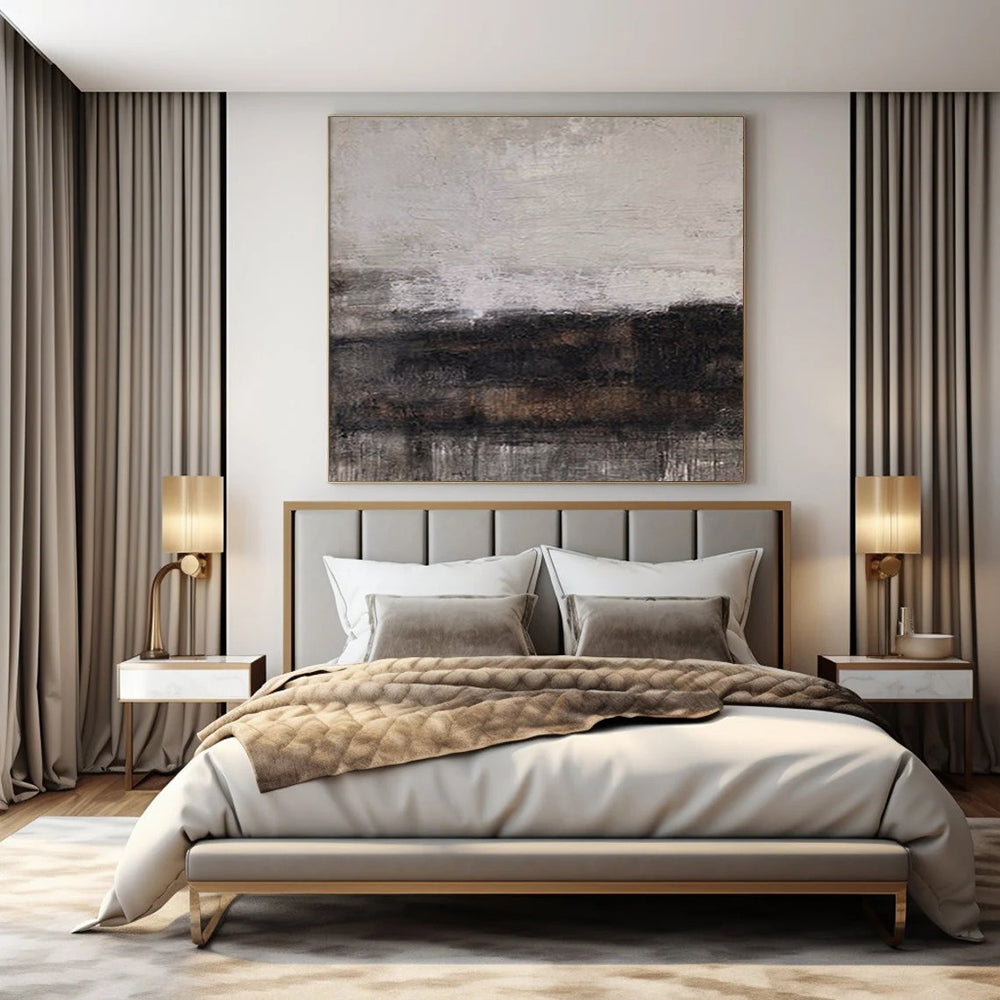 “Gray - Black Textured Horizons Repeat” – Abstract Repeat Landscape Art CT0983