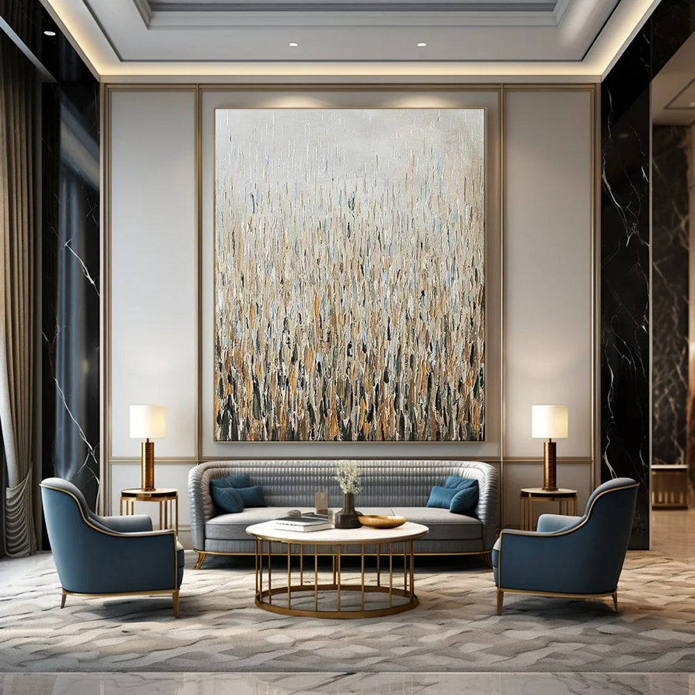 “Textured Reeds in Neutral Tones” - Impasto Abstract Landscape on Canvas CT1889