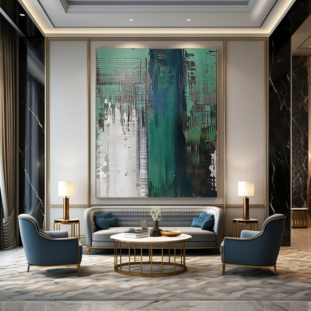 “Teal and Green Abstract” - Modern Abstract Art CT2021