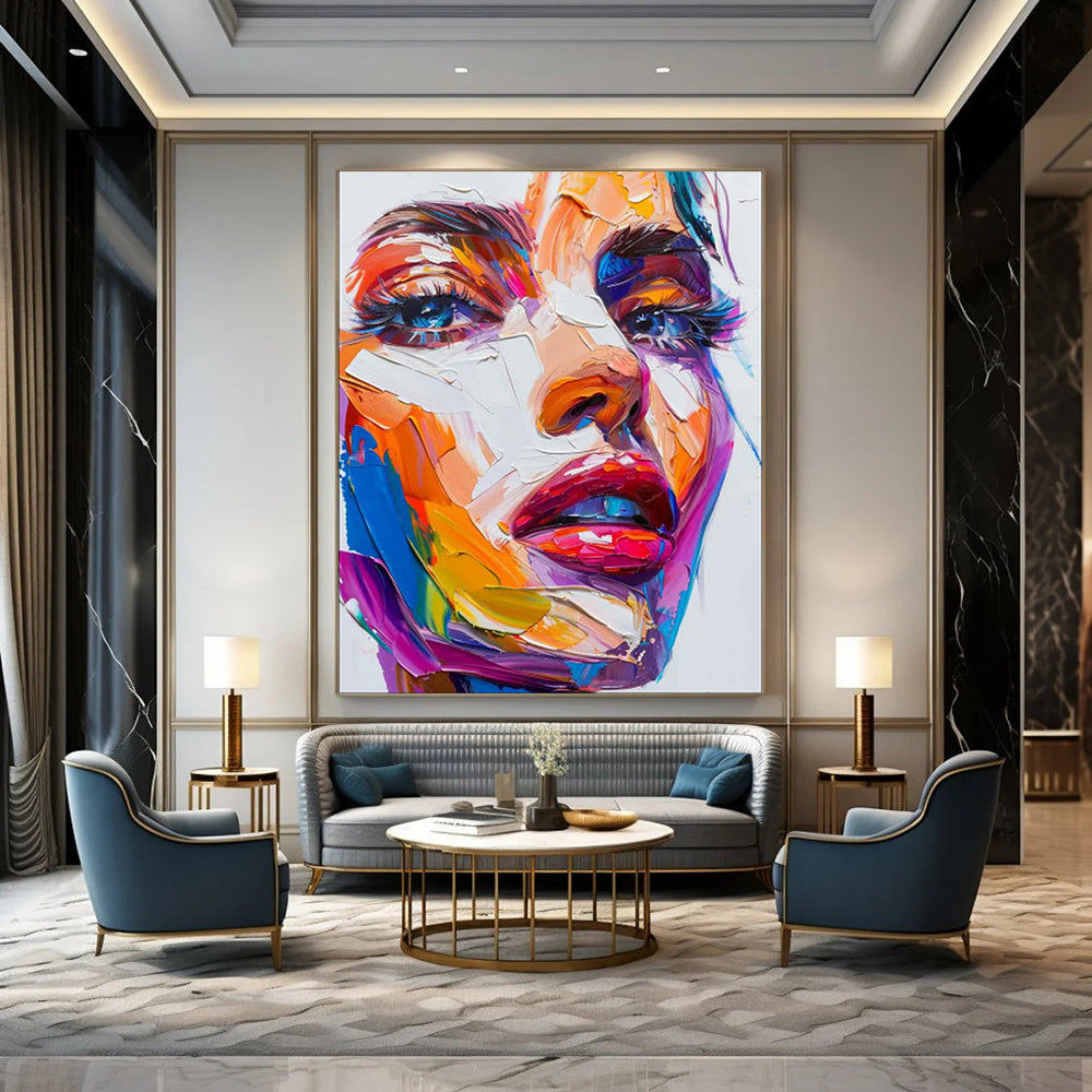 “Vivid Visage” - Abstract Impasto Portrait Art on Canvas CT1870