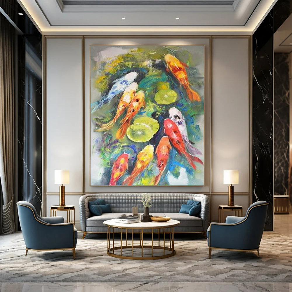 “Colorful Koi Fish Abstract” - Animal - Inspired Abstract Painting On Canvas CT2351