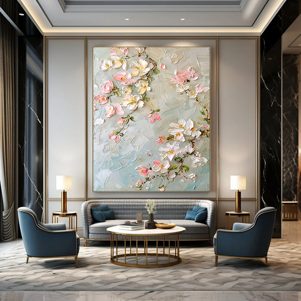 “Textured Blossom Branches” – Impasto Floral Oil Painting CT2067