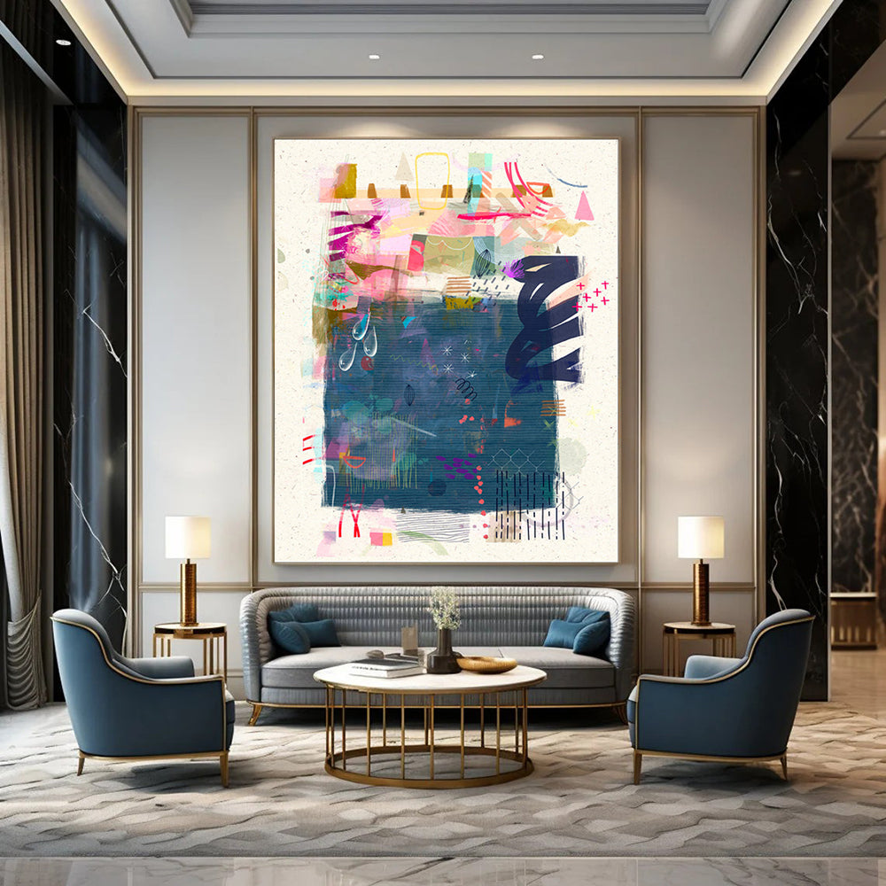 Colorful Collage, Whimsical Elements - "Dream Scrapbook" - Mixed - media Abstract Art CT1822