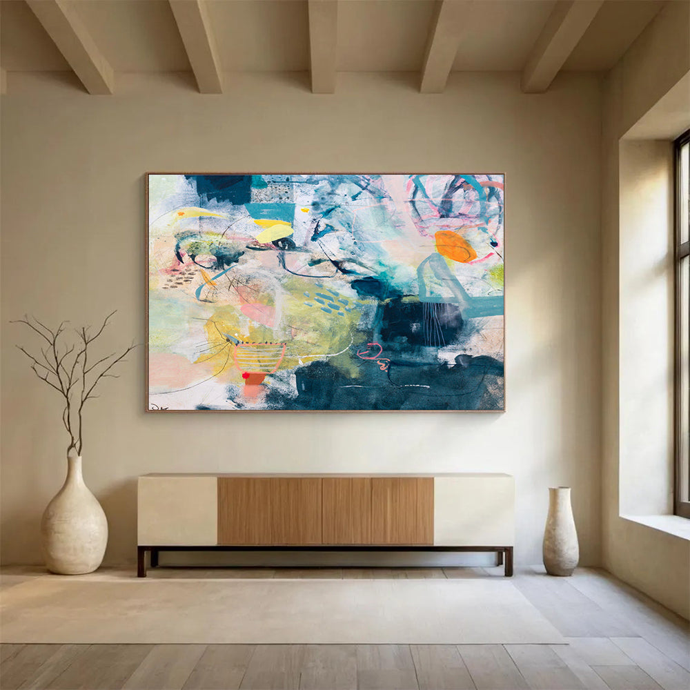 Colorful Abstract with Organic Shapes “Nature's Abstract Symphony” Painting On Canvas DKH076