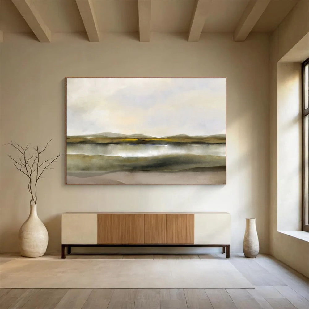 “Neutral Tones: Subtle Landscape” Minimalist Landscape Painting On Canvas DKH356