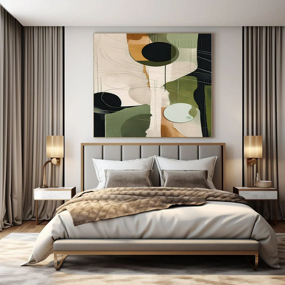 Green - Geometric Circles & Lines - Abstract Bauhaus - Style Acrylic CT1276