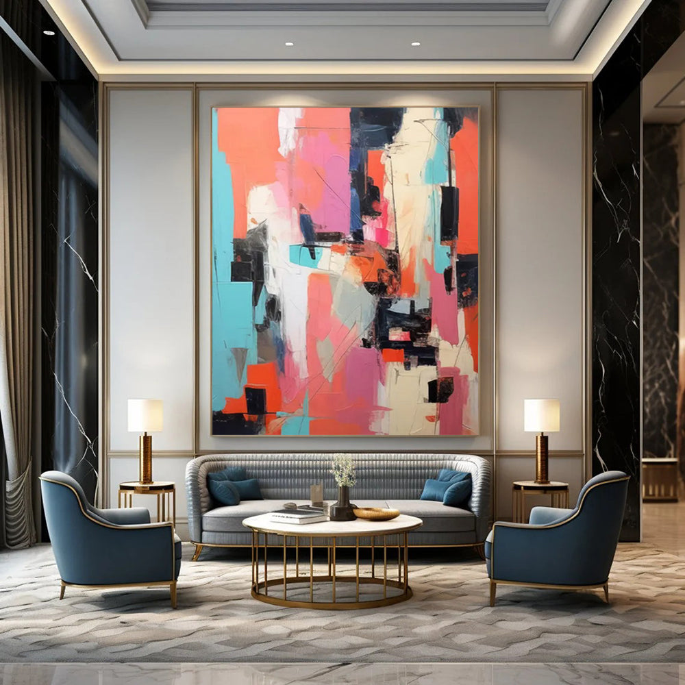 “Colorful Cubist Abstraction” - Cubist - Inspired Abstract Painting On Canvas DTP127