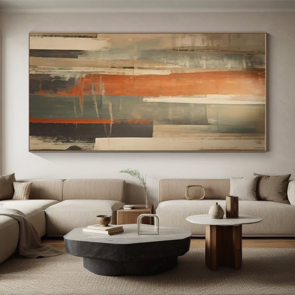 “Brown - Orange - Gray Abstract Layers” ,Abstract Acrylic Painting CT0813