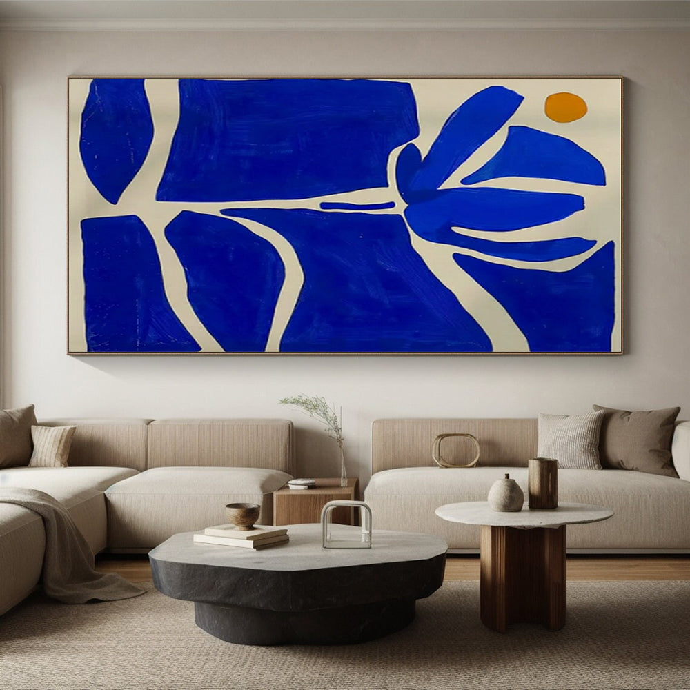 “Graphic Blue - Orange Floral” ,Abstract Botanical Art CT0872
