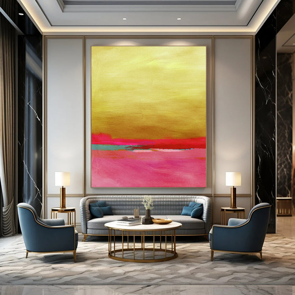 “Gold and Pink Abstract” - Minimalist Abstract Art CT2023