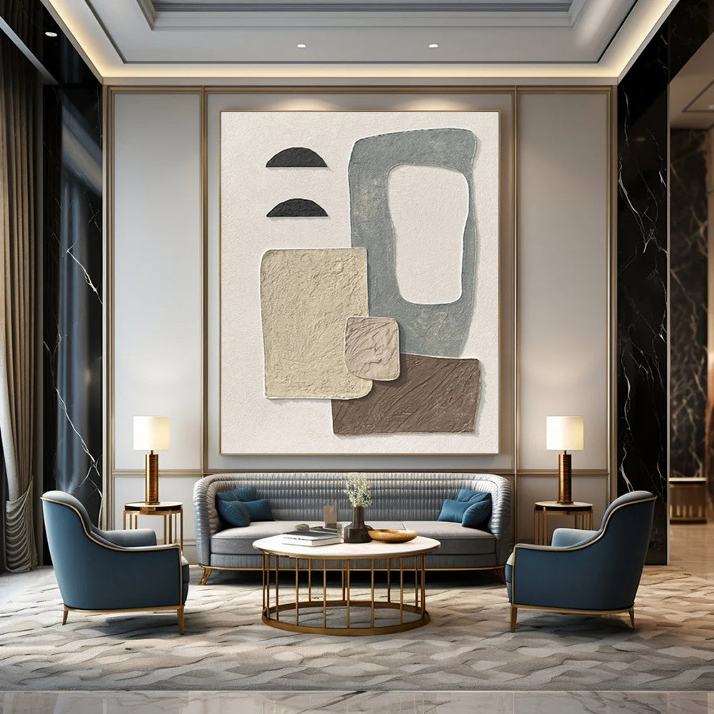 “Neutral - Toned Collage Abstract - Textured Stories” Painting On Canvas DKH1135