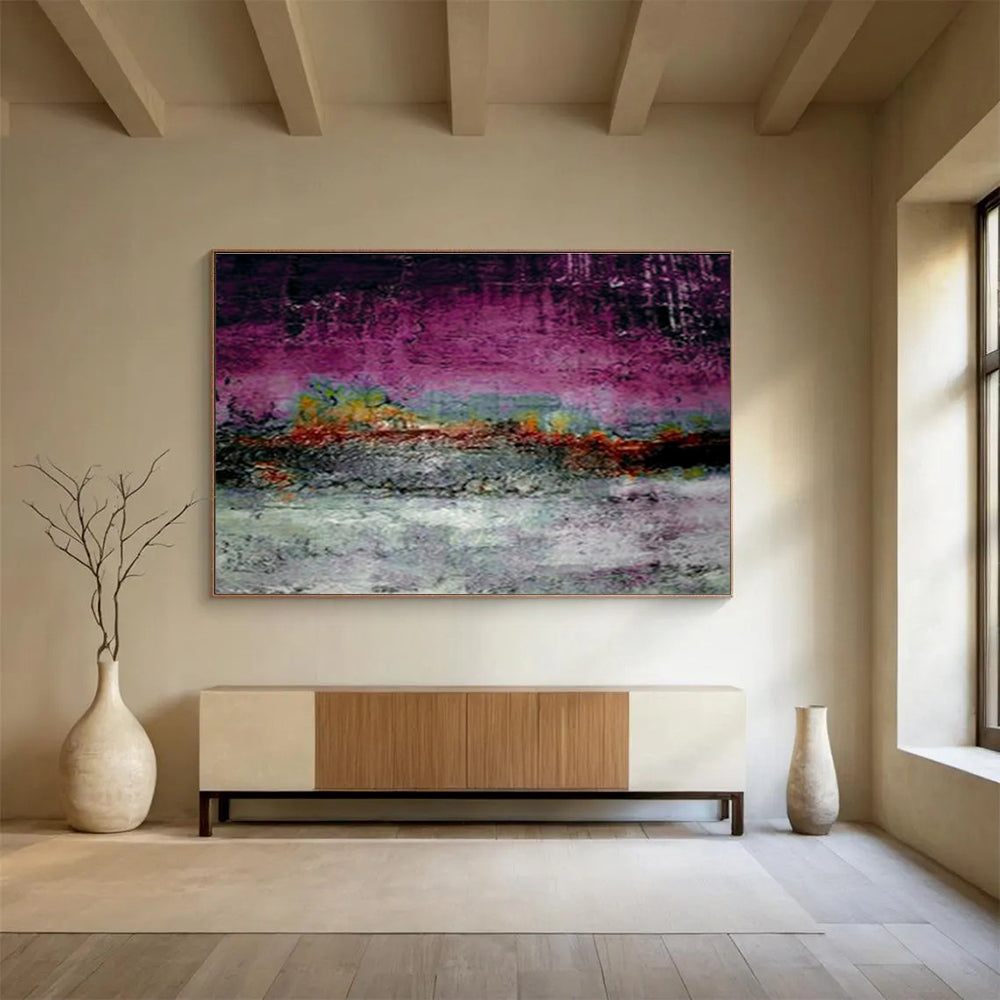 “Purple - Hued Textured Abstract” Abstract Impasto Painting On Canvas DKH391