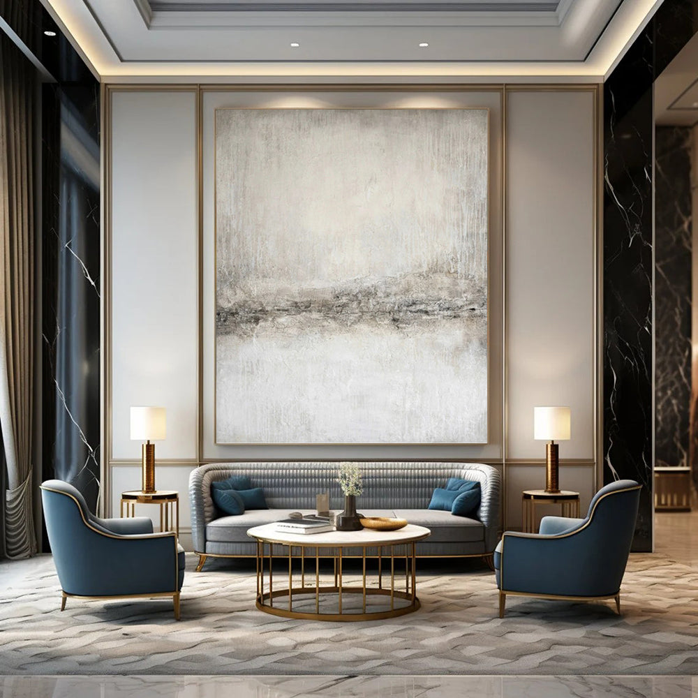 “Textured Gray Minimalism” - Subtle Abstract Painting On Canvas DKH1068