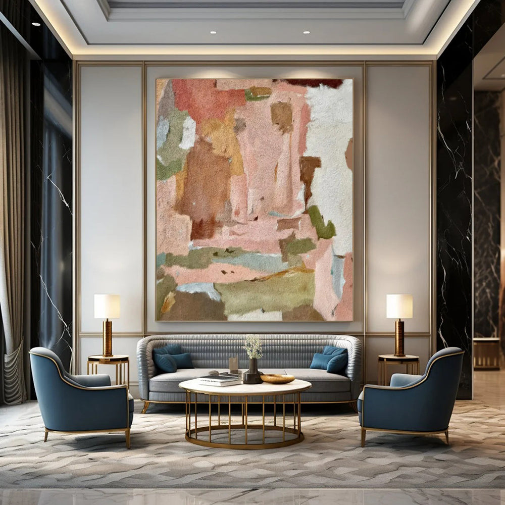 Pink & Earth - Tone Abstract Blocks - Minimalist Geometric Abstract Painting On Canvas CT2285
