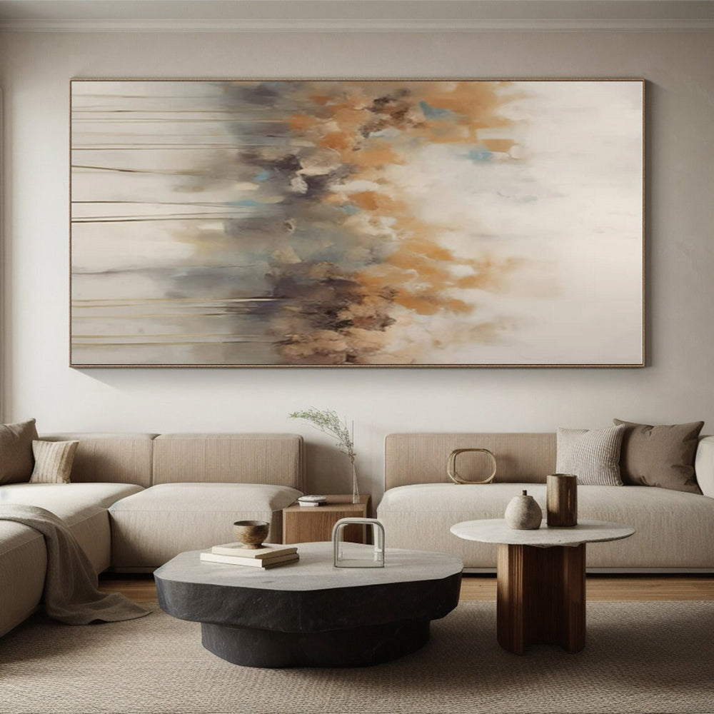 “Orange - Blue Abstract Florals” ,Abstract Oil Painting CT0824