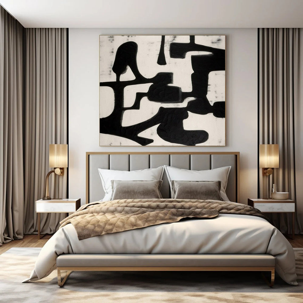 “Black - White Textured Forms” – Minimalist Abstract Art CT1036
