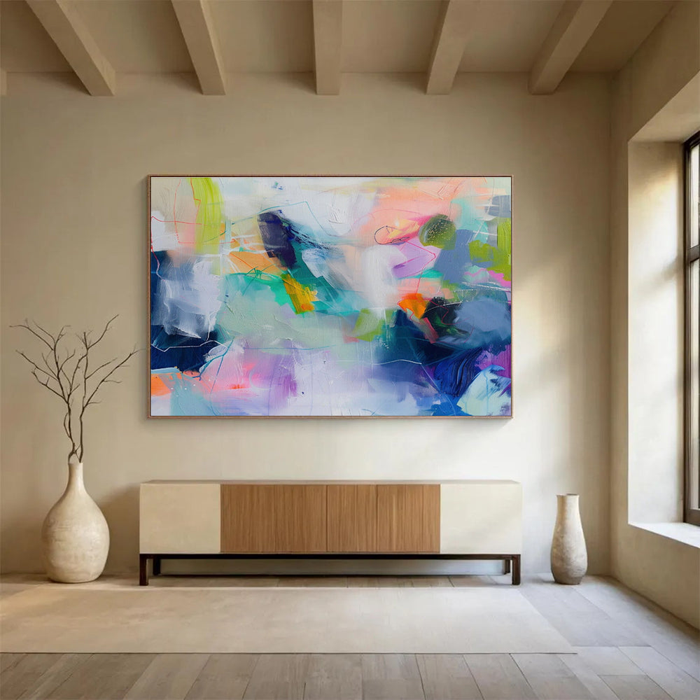 “Colorful Abstract Fusion” Abstract Acrylic Painting On Canvas DKH497
