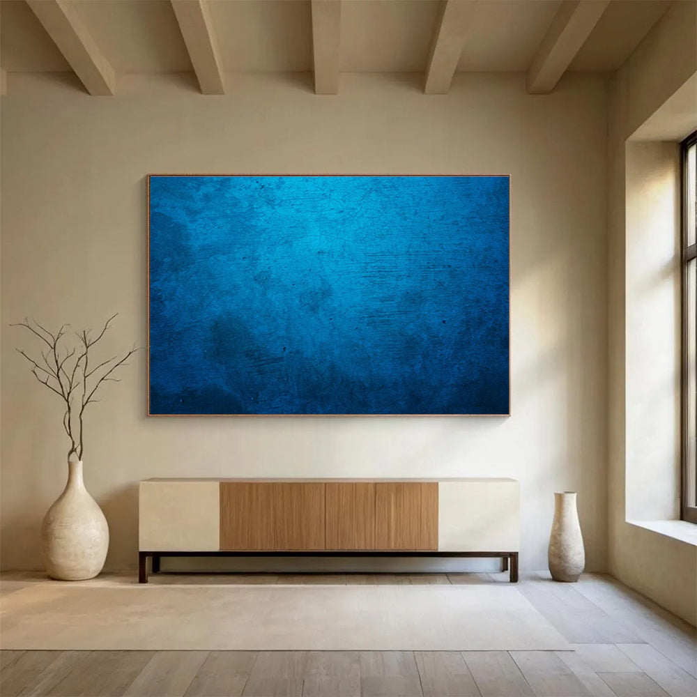 Textured Blue Surface - Abstract Impasto Painting On Canvas DKH616