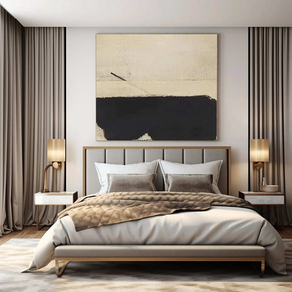 “Minimalist Beige - Black Line” – Minimalist Abstract Art CT1166
