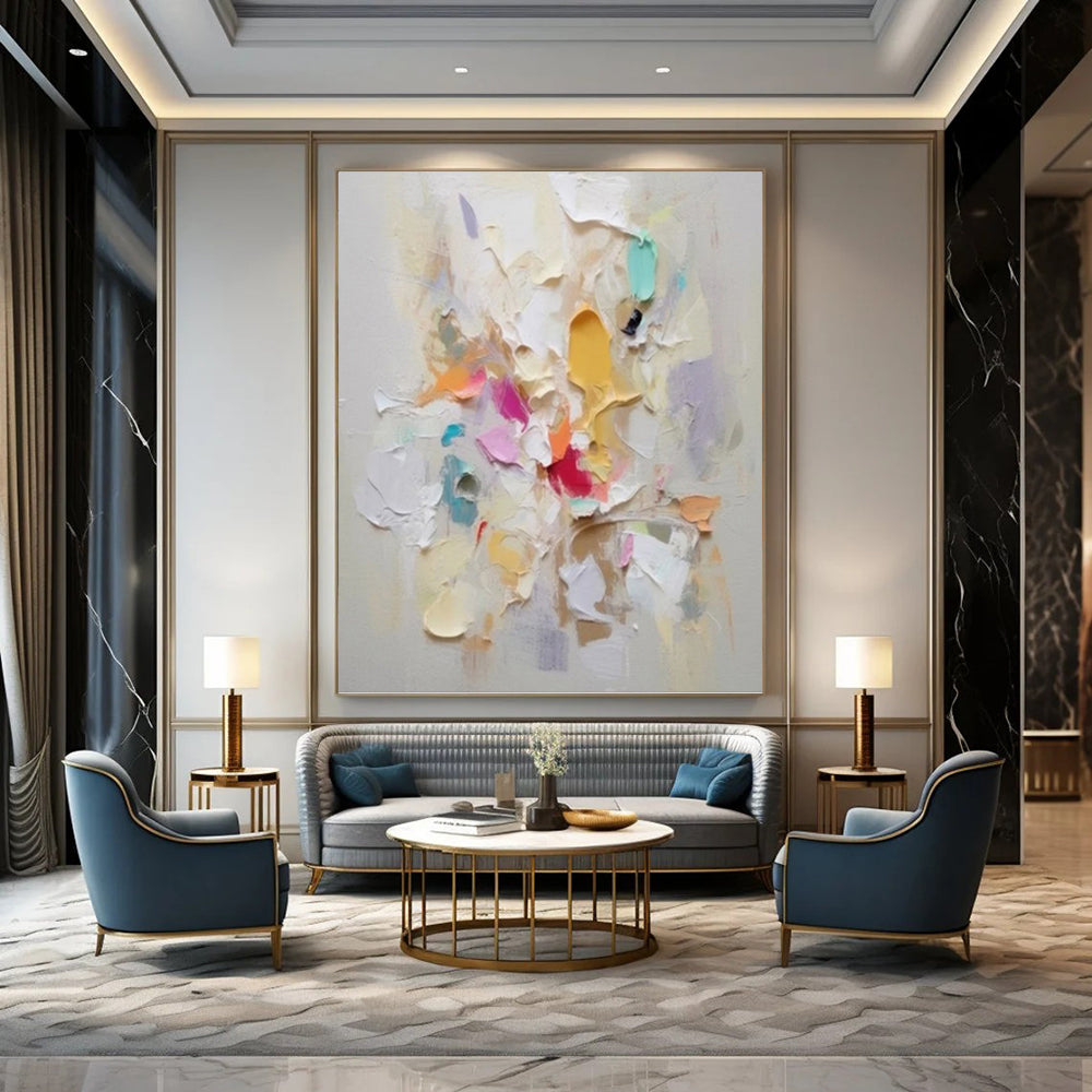 “Pastel Impasto Burst” - Multicolor Textured Painting On Canvas DKH0973