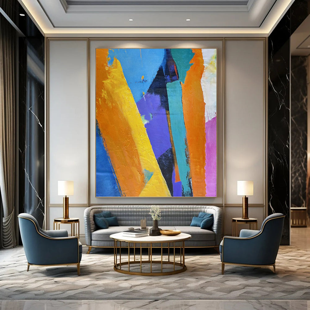 Color - Blocked Abstract Geometry - Abstract Painting On Canvas DKH1343