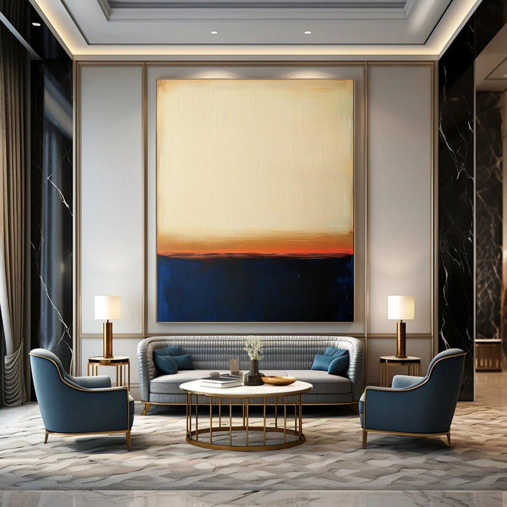 “Beige - Orange - Blue Gradient” - Minimalist Color Field Art CT1951