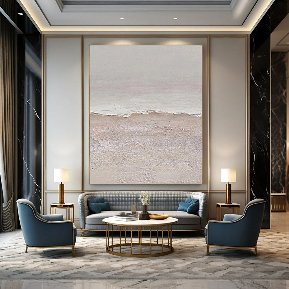 “Textured Beach Scene with Soft Tones” - Calming Landscape Painting On Canvas DKH1124