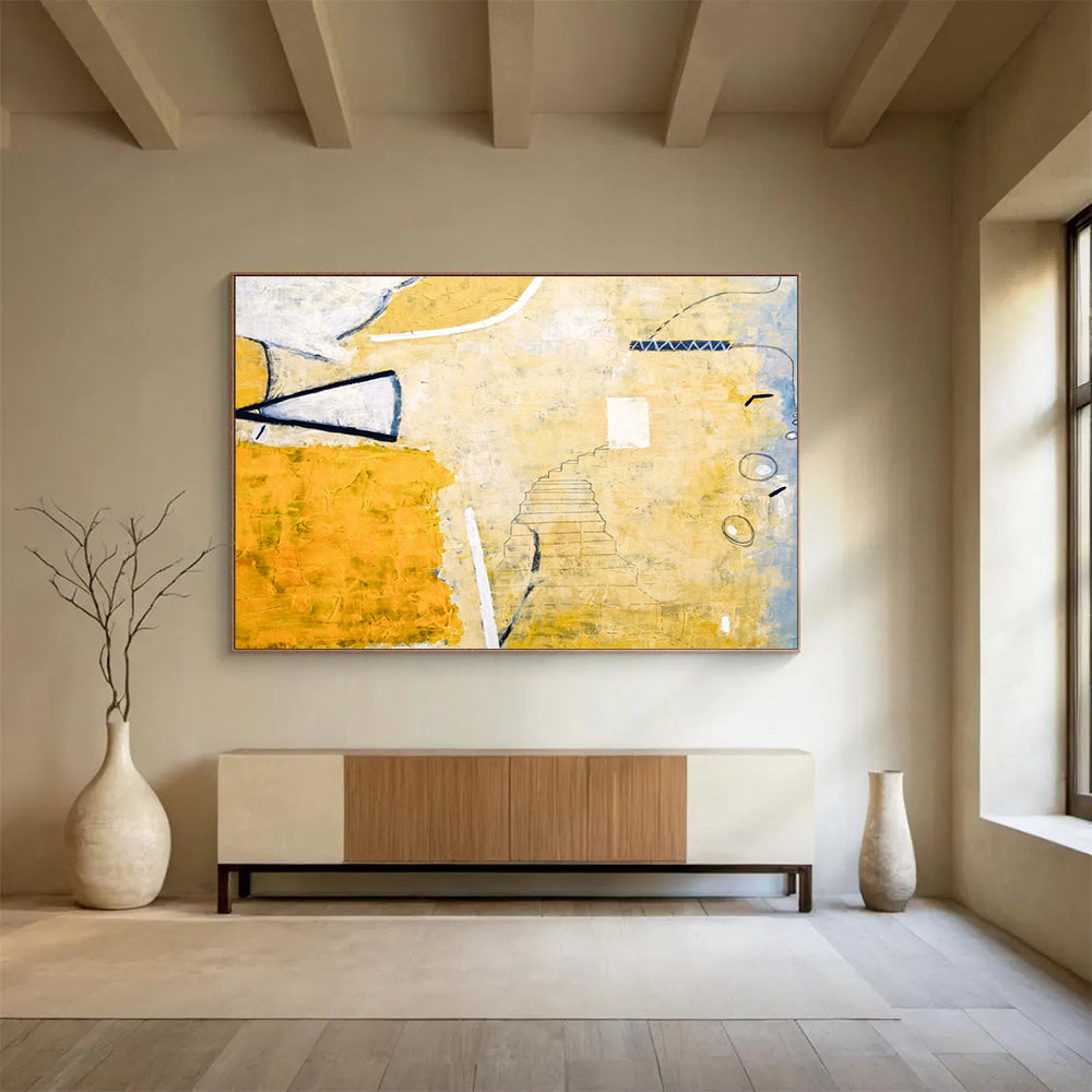 “Warm Tones Abstract Staircase” Abstract Oil Painting On Canvas DKH562