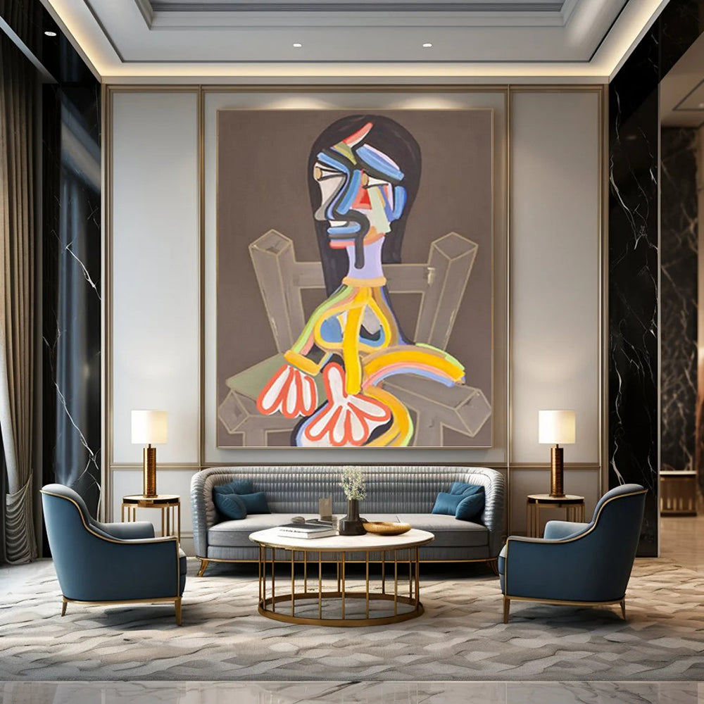 Colorful Abstract Figure - Figurative Painting On Canvas DKH1453