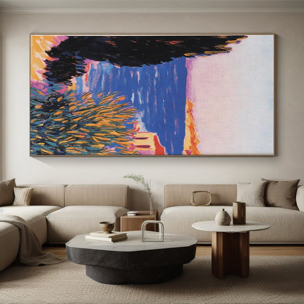 “Coastal View: Vivid Fauvist Landscape” ,Fauvist Landscape Oil Painting CT0878