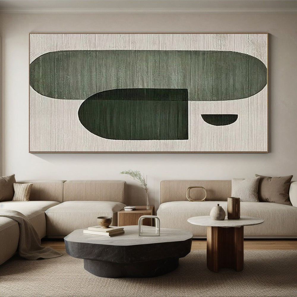 “Green Geometric Arrangement”,Minimalist Abstract Style CT0675