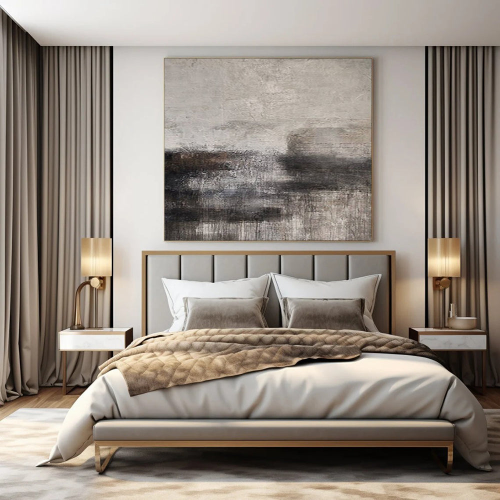 “Gray - Black Textured Horizons” – Abstract Textured Landscape Art CT0982