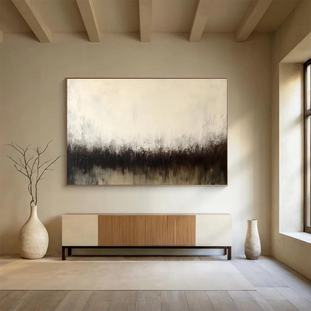 “Dark Brown & Gray Misty Forest” Abstract Landscape Painting On Canvas DKH333