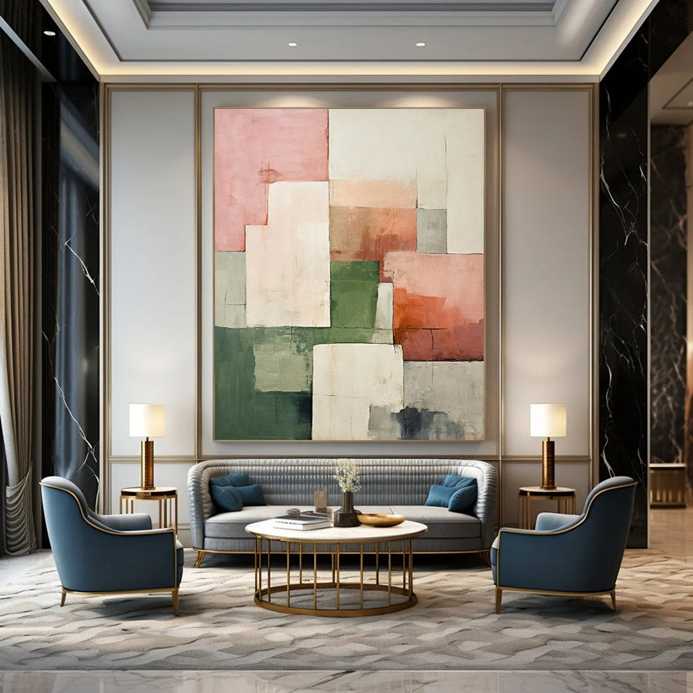 Pastel Geometric Collage - Minimalist Geometric Abstract Painting On Canvas CT2279