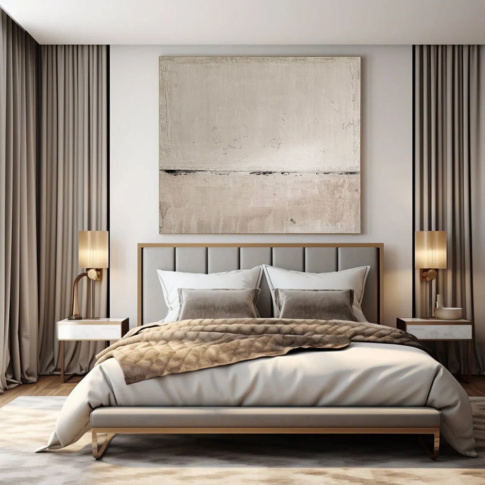 Beige - and - Black Subtle Texture - Minimalist Textured Acrylic Painting CT1370