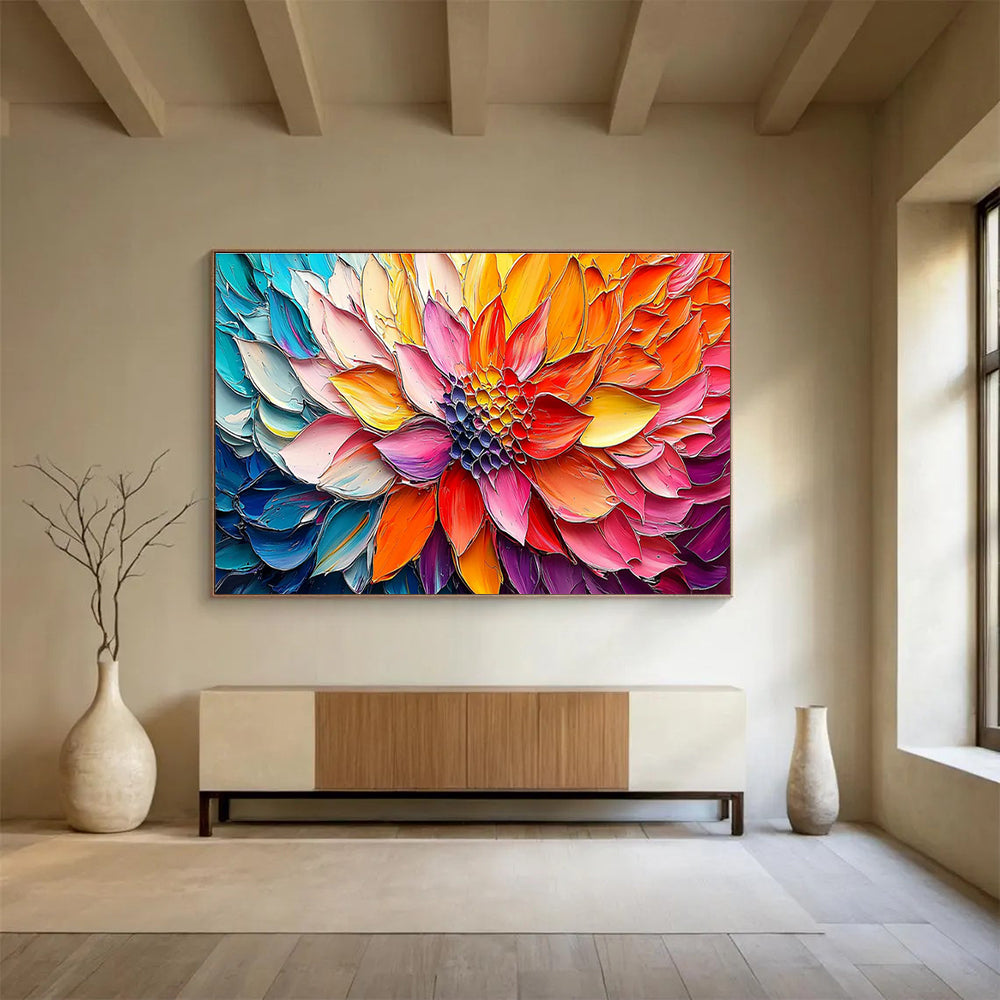 “Colorful Blossom - Vivid Multicolor Flower Painting On Canvas” DKH866