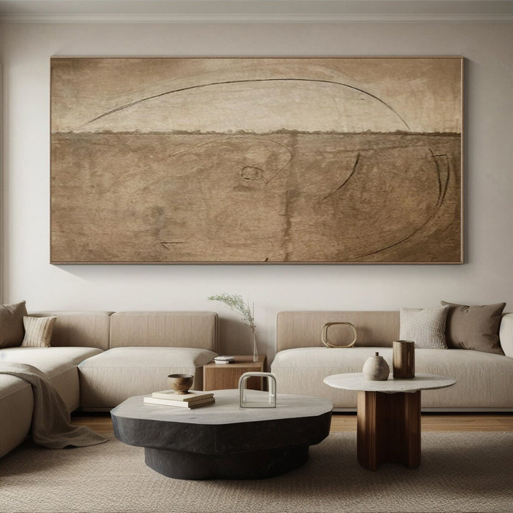 Brown Sketch - like Lines, "Earthy Draft" - Abstract Sketch Painting CT0708