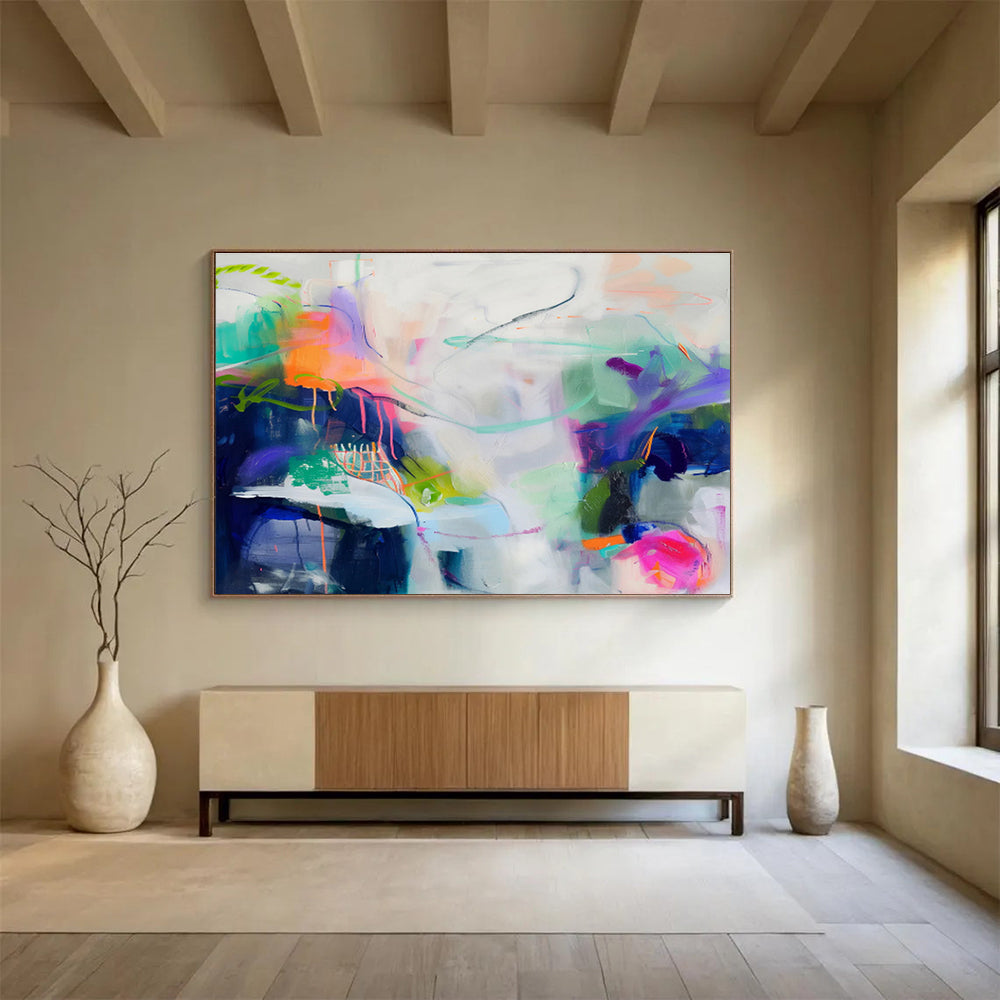 “Colorful Abstract Tangle” Abstract Acrylic Painting On Canvas DKH496