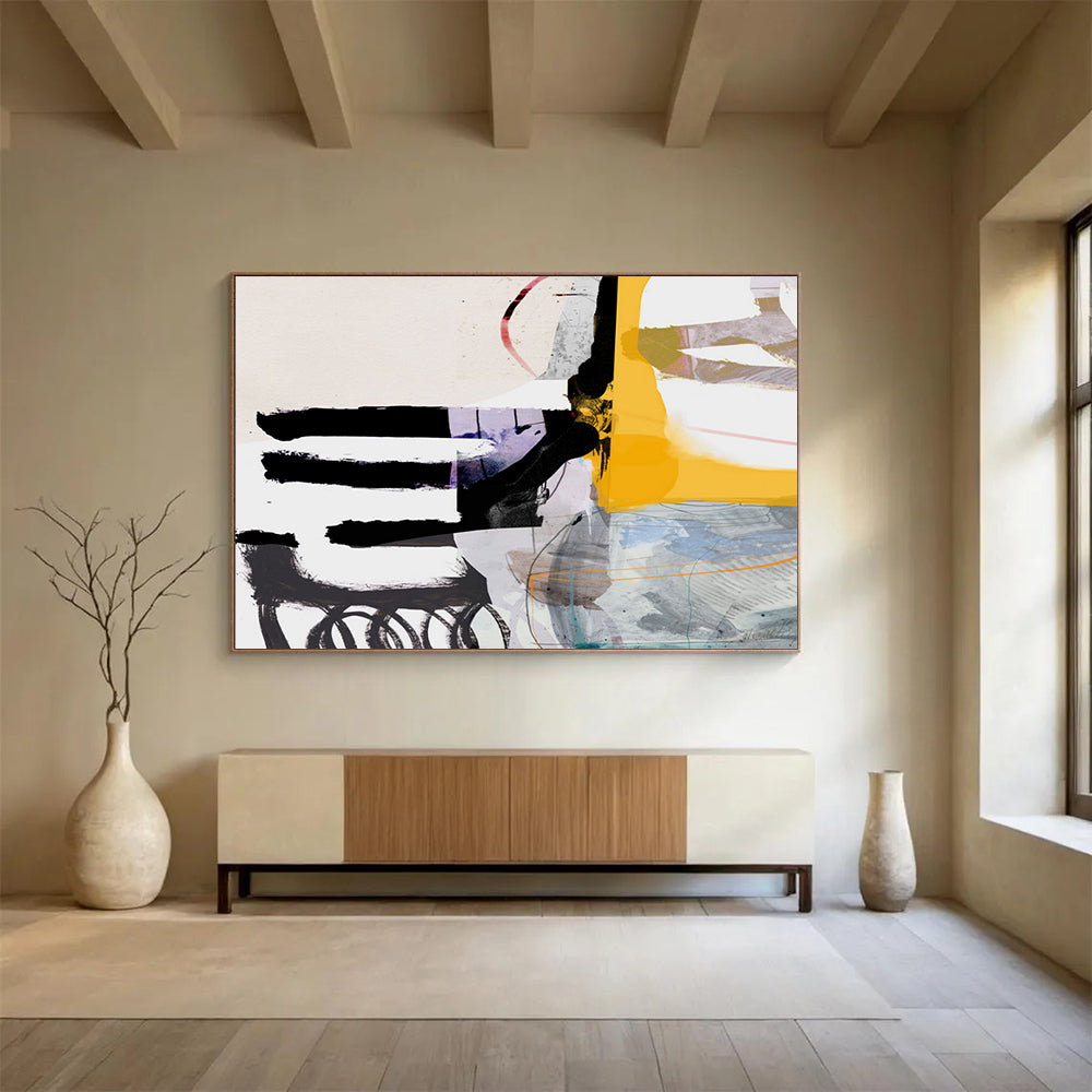 “Bold Color Block Collage” Modern Abstract Painting On Canvas DLZ112