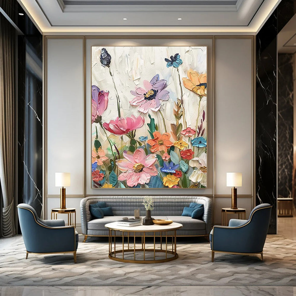 “Colorful Floral Impasto” - Impressionist Flower Painting On Canvas DTP081