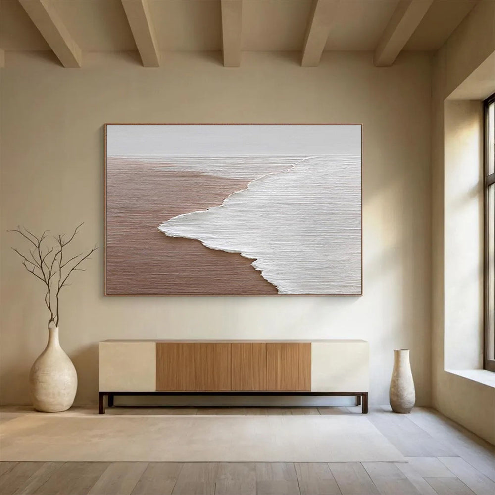 Minimalist Beach Scene - Abstract Landscape Painting On Canvas DLZ178