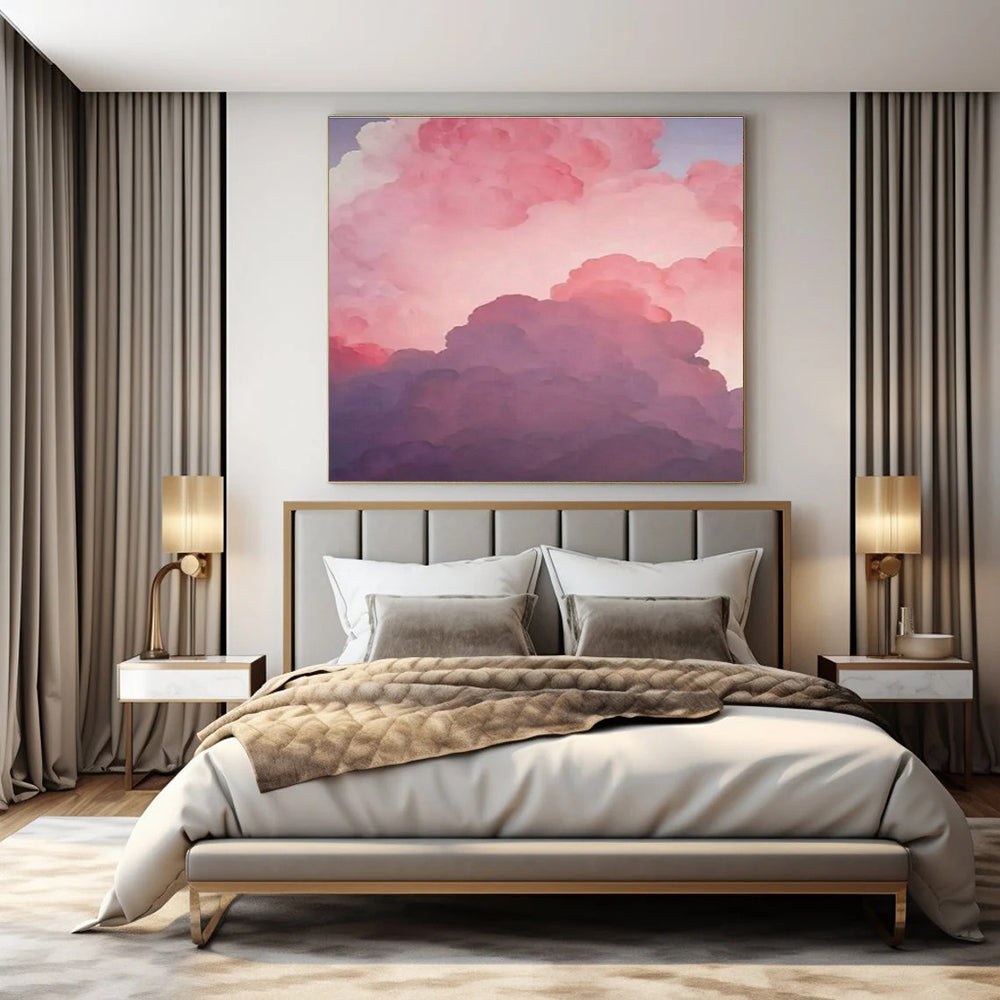 Gradient Pinks & Purples, Fluffy Clouds - "Dreamy Skies" - Digital - style Acrylic Painting CT1438