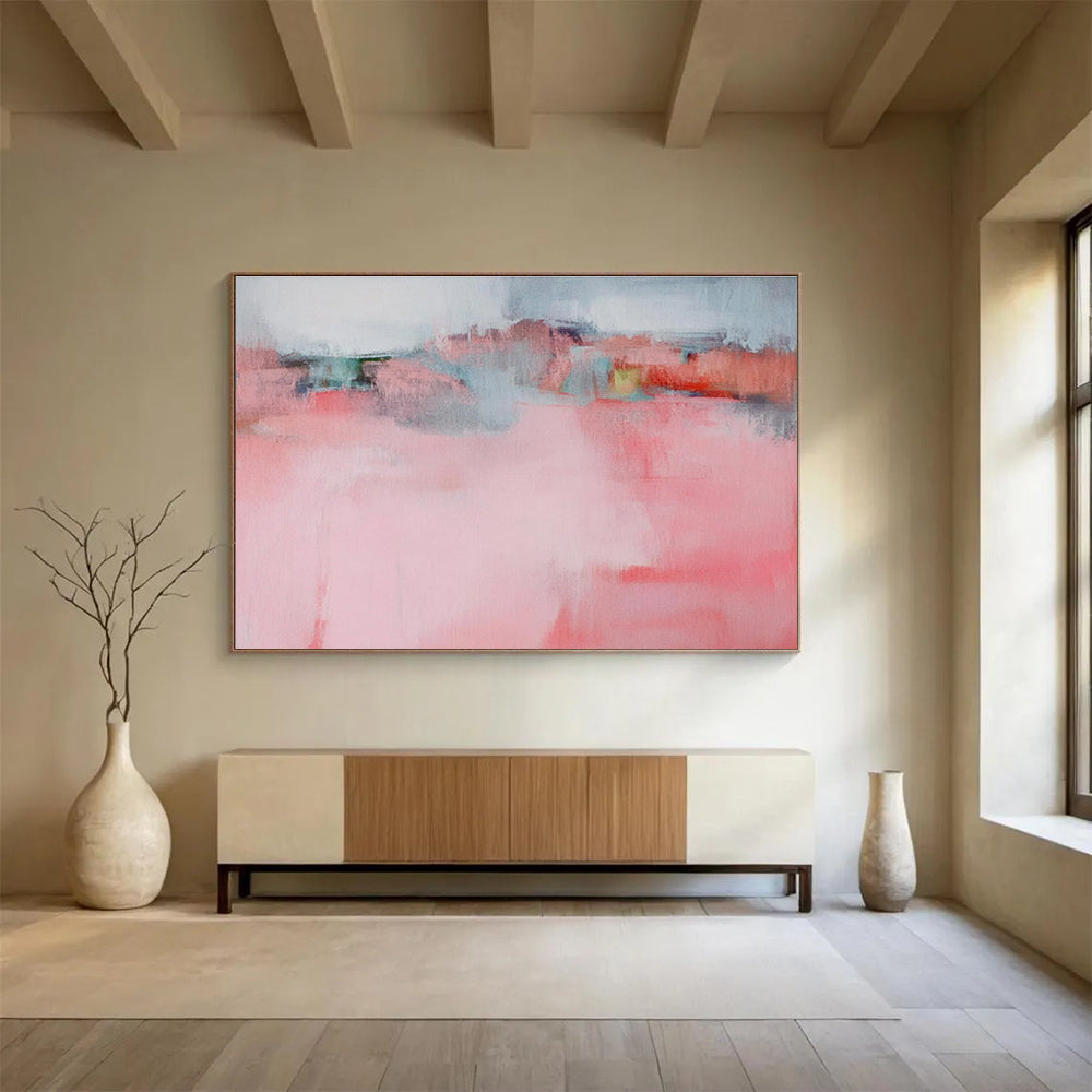 “Subtle Pink Abstract” Abstract Acrylic Painting On Canvas DKH487