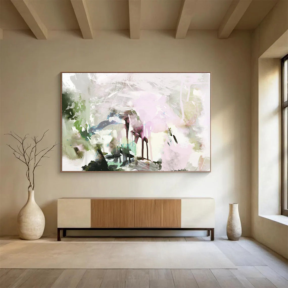 “Pastel Abstract Fusion” Soft - Hued Abstract Painting On Canvas DLZ111