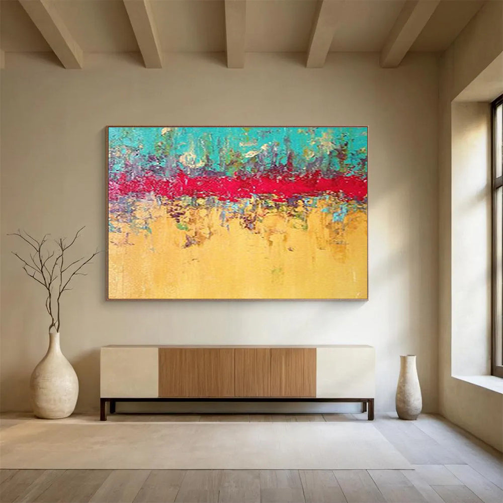 “Vibrant Color Strip Abstract” Abstract Expressionist Painting On Canvas DKH403