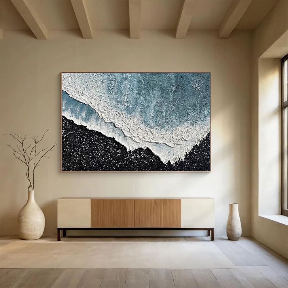 Textured Ocean Wave - Impasto Seascape Painting On Canvas DLZ207