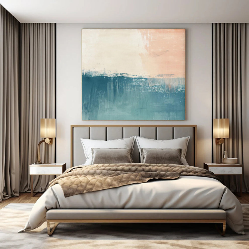 Pink - Blue - White Blended Landscape - Abstract Landscape Acrylic Painting CT1380