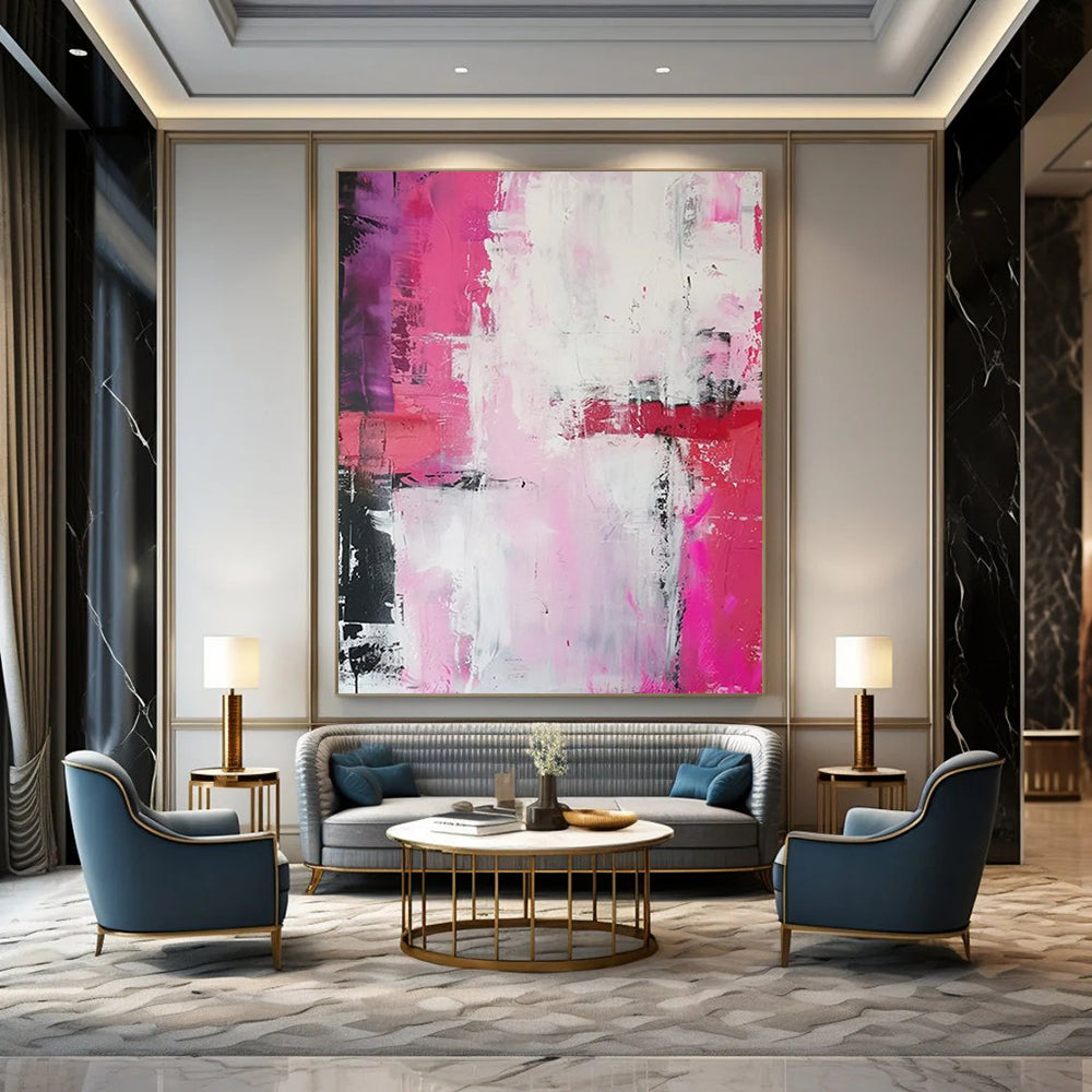 “Pink - Purple Abstract Textures” - Abstract Expressionist Painting On Canvas DTP114