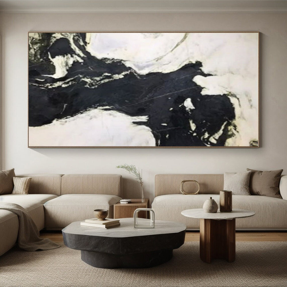 Black - White Fluid Shapes, “Ink Odyssey” - Abstract Ink Painting CT0733